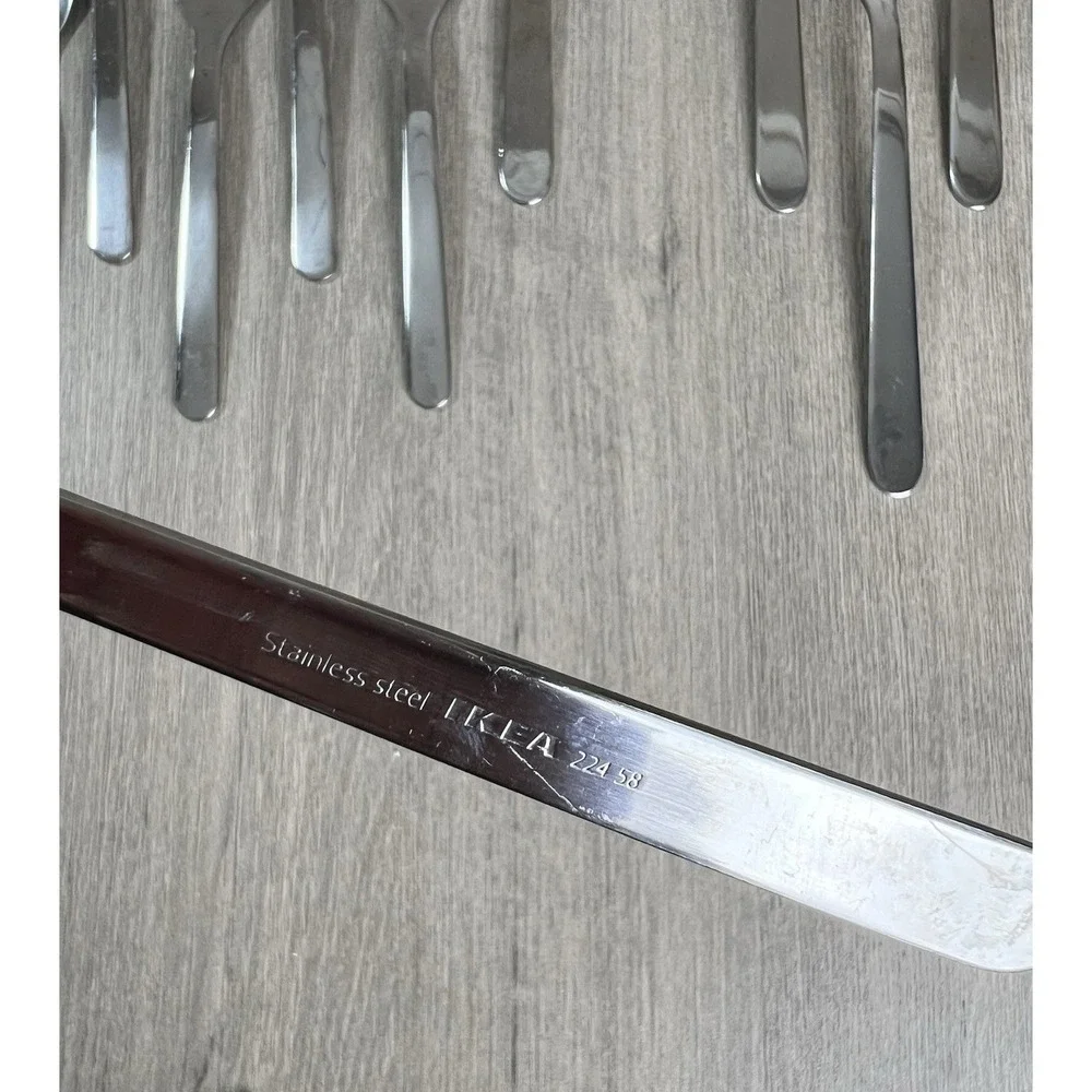 16 Pc Ikea FORNUFT 8 Pc Teaspoon & 8 Pc Soup Spoon Stainless Steel Flatware
